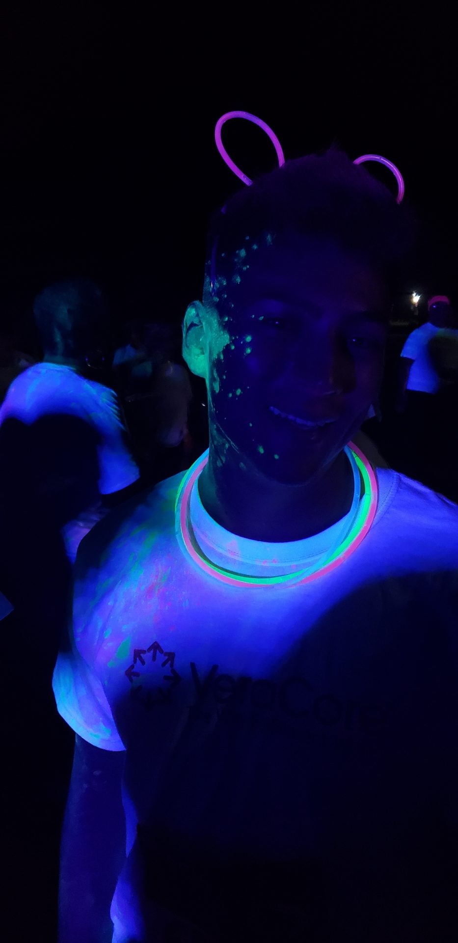 Simon Cano covered in UV glow powde